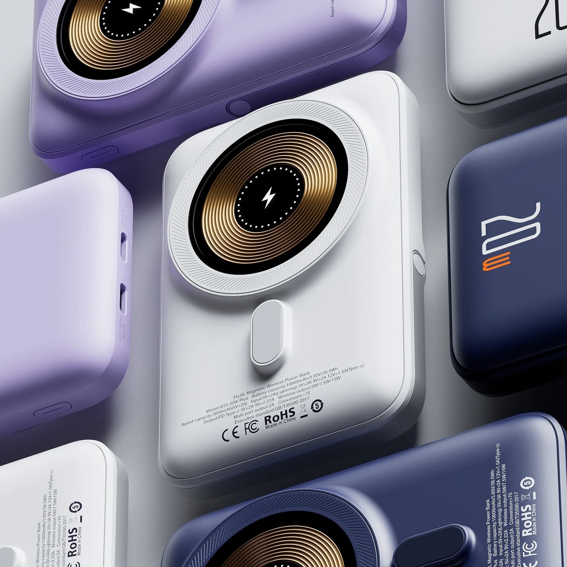 Detailed CGI composition of FUJIL power banks